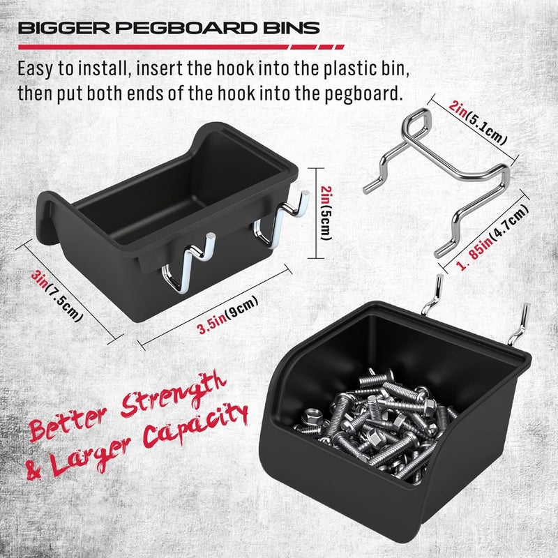 SEDY Ultimate 121-Piece Pegboard Hooks Set, Pegboard Accessories with Metal Hooks, Durable Peg Board Organizer Accessories, Pegboard Bins, Peg Board Tool Utility Hooks - Image 5